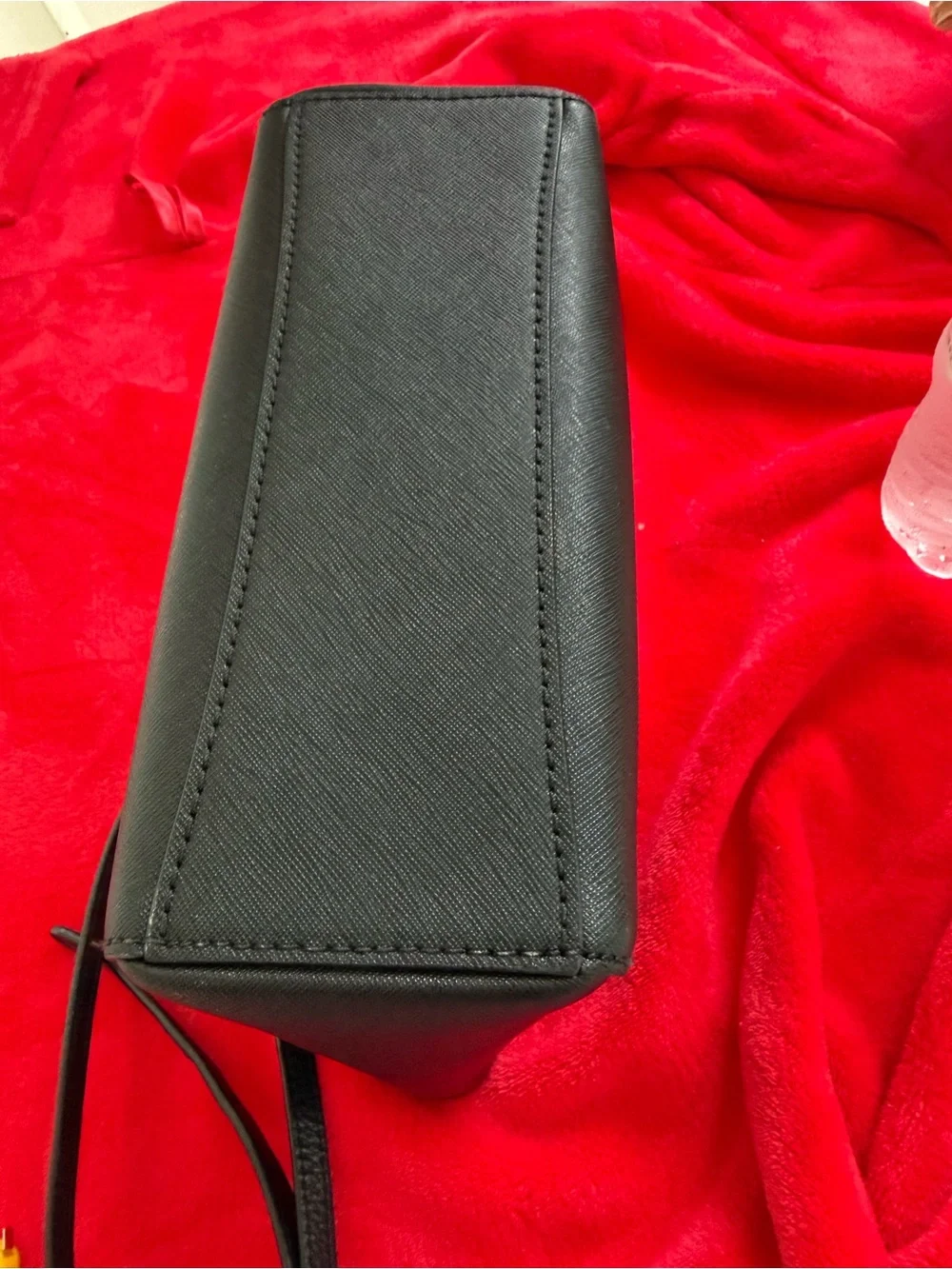 Michael Kors Black Saffiano Leather Crossbody Bag with Gold Hardware